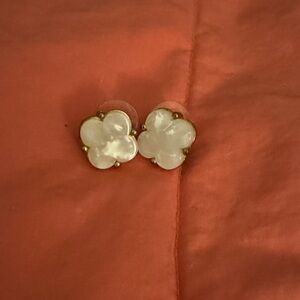 Elegant Gold and White Floral Earrings